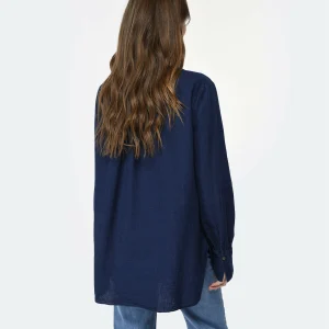 CLOSED Blouse Lin Coton Bleu Foncé 13