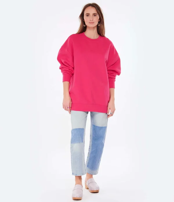 CLOSED Sweatshirt Oversized Coton Rose Framboise 6