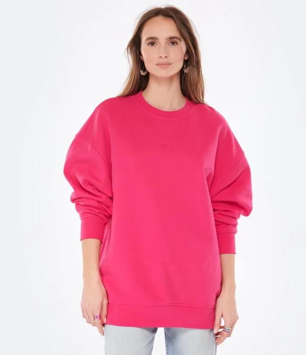 CLOSED Sweatshirt Oversized Coton Rose Framboise 4