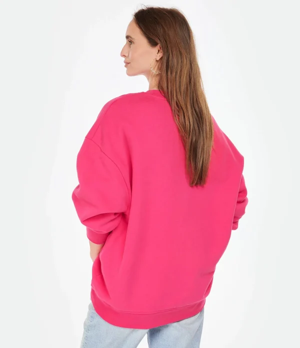 CLOSED Sweatshirt Oversized Coton Rose Framboise 5