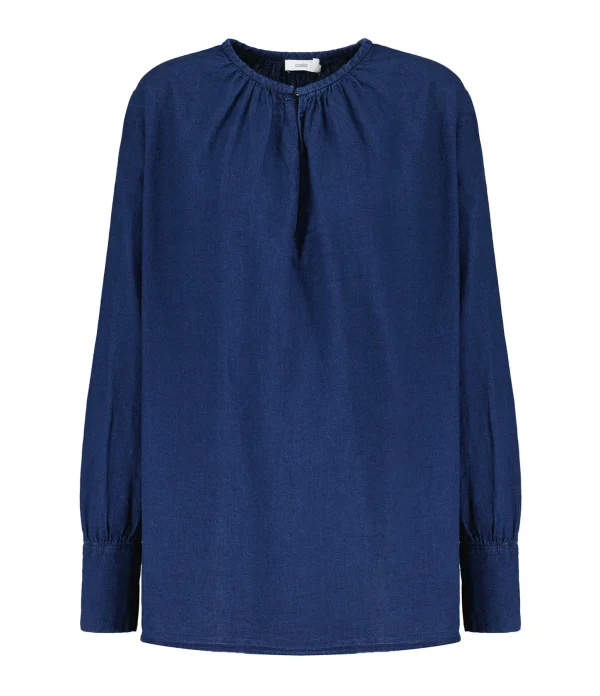 CLOSED Blouse Lin Coton Bleu Foncé 1