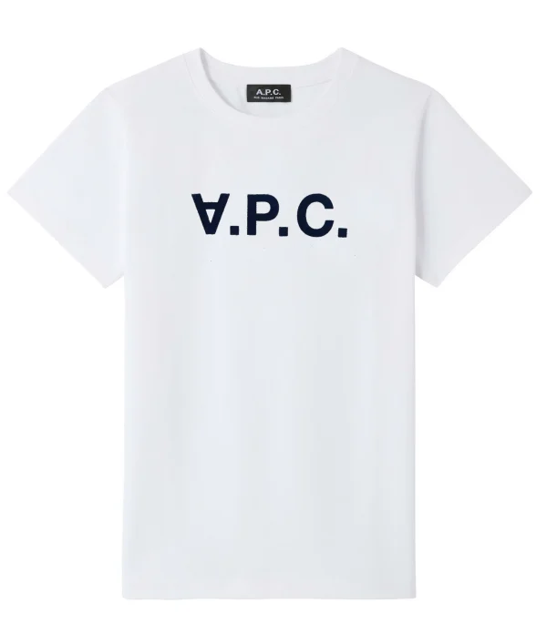 A.P.C. Tee-shirt Coton Blanc Bleu Marine 1