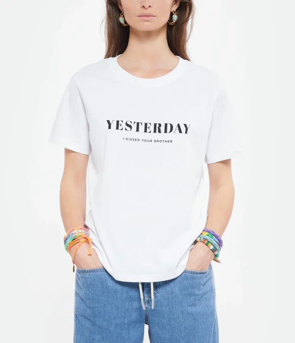 DEAR JULIETTE Tee-shirt Yesterday Coton Biologique Blanc 4