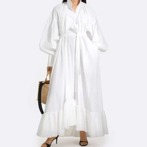 PATOU Robe Longue Painter Coton Blanc 13