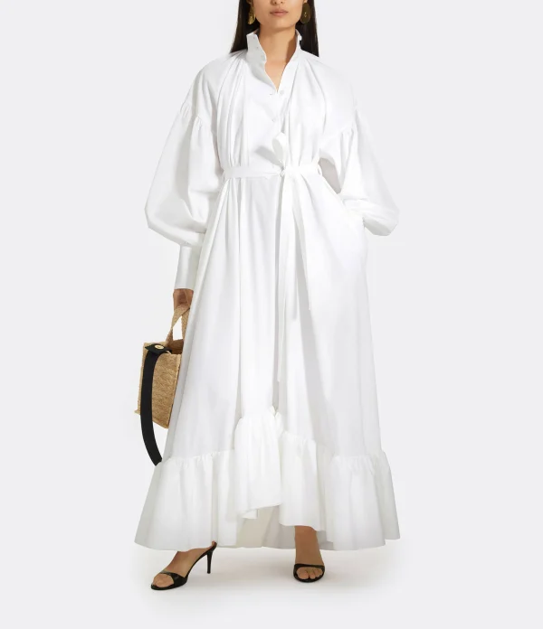 PATOU Robe Longue Painter Coton Blanc 4