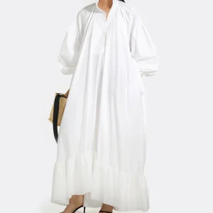 PATOU Robe Longue Painter Coton Blanc 15