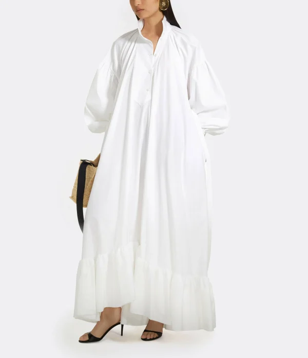 PATOU Robe Longue Painter Coton Blanc 5