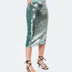 ESSENTIEL ANTWERP Jupe Crayon Dorinda Sequin Argenté 14