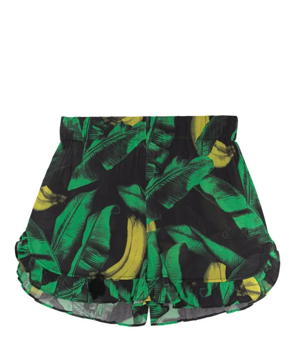 Ganni Short Coton Imprimé Vert 1