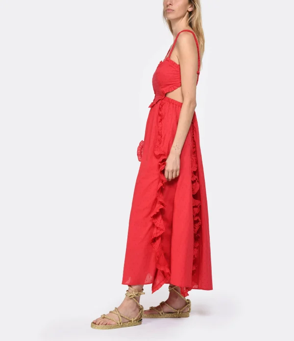 Farm Rio Robe Maxi Cœur Coton Rouge 6