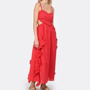 Farm Rio Robe Maxi Cœur Coton Rouge 11