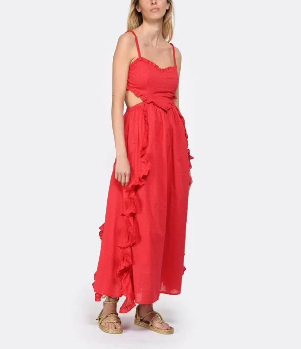 Farm Rio Robe Maxi Cœur Coton Rouge 4