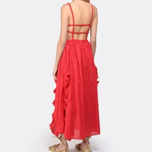 Farm Rio Robe Maxi Cœur Coton Rouge 13