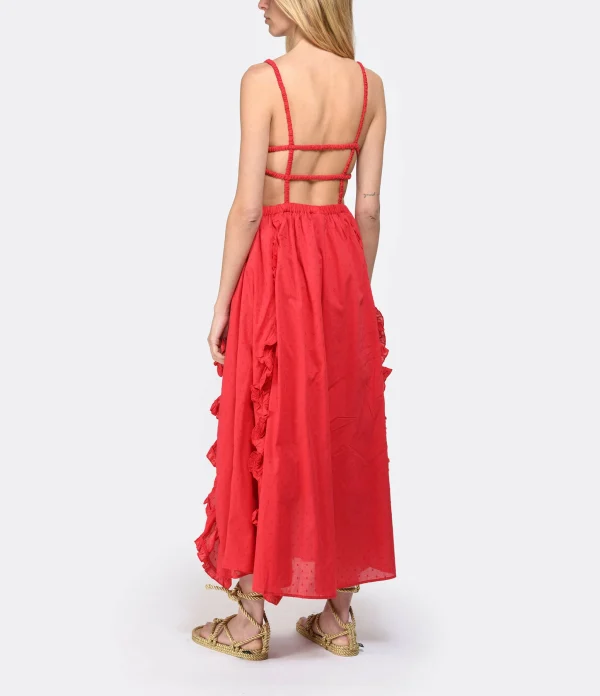 Farm Rio Robe Maxi Cœur Coton Rouge 5