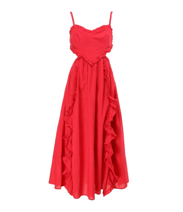 Farm Rio Robe Maxi Cœur Coton Rouge 1