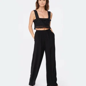 FORTE_FORTE Pantalon Large Georgette Noir 11