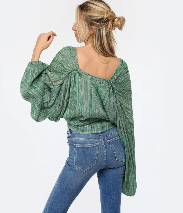 FORTE_FORTE Blouse Lurex Émeraude 4