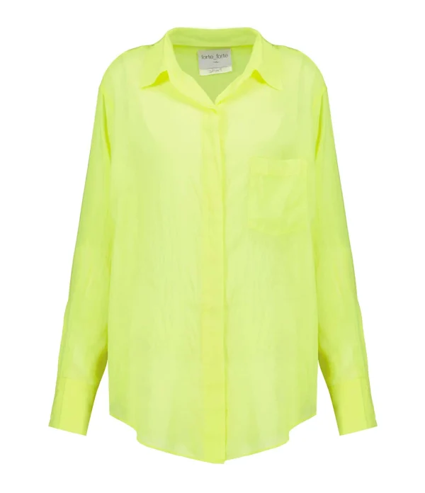 FORTE_FORTE Chemise Oversize Coton Jaune Fluo 1