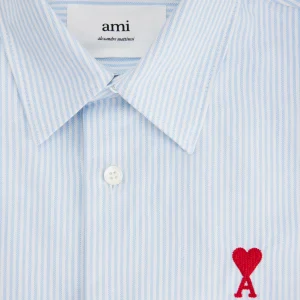 AMI Paris Chemise Coton Bleu Blanc 9