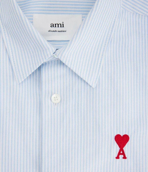 AMI Paris Chemise Coton Bleu Blanc 3