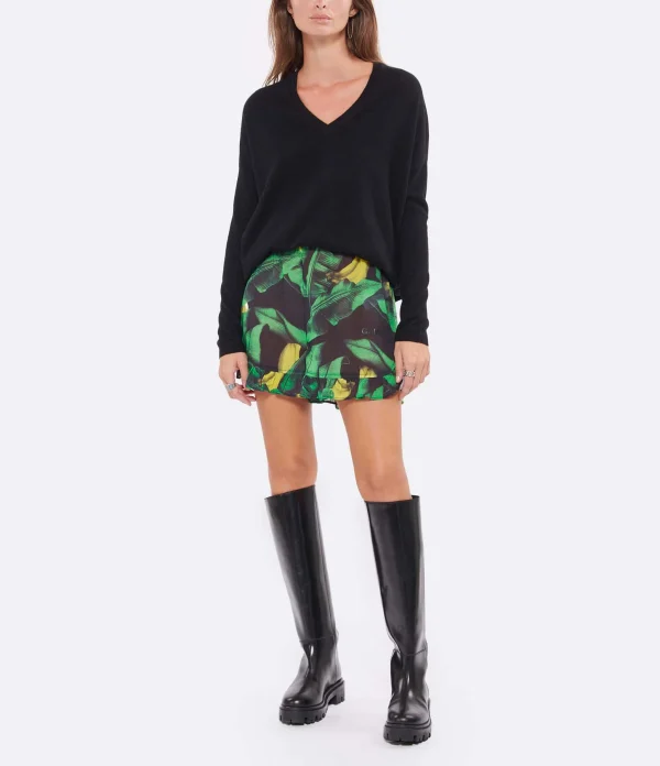 Ganni Short Coton Imprimé Vert 3