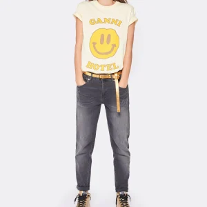 Ganni Tee-shirt Smiley Coton Jaune 10