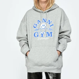 Ganni Sweatshirt Hoodie Oversize Coton Organique Gris 12