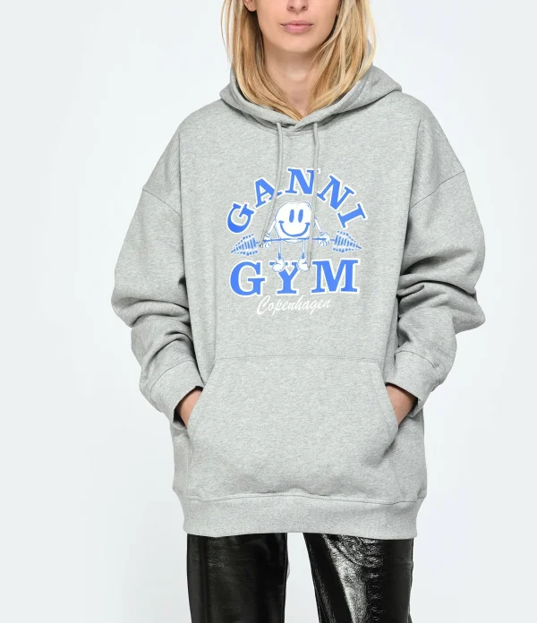 Ganni Sweatshirt Hoodie Oversize Coton Organique Gris 4