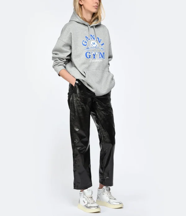 Ganni Sweatshirt Hoodie Oversize Coton Organique Gris 6