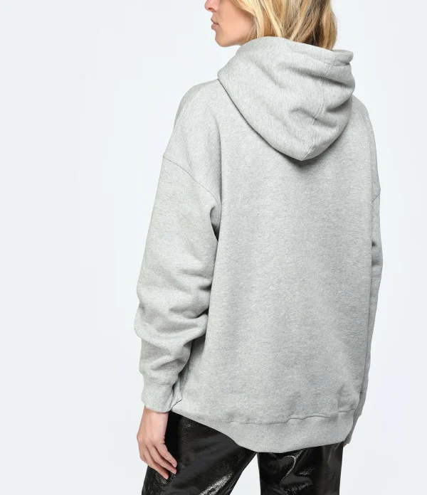 Ganni Sweatshirt Hoodie Oversize Coton Organique Gris 5