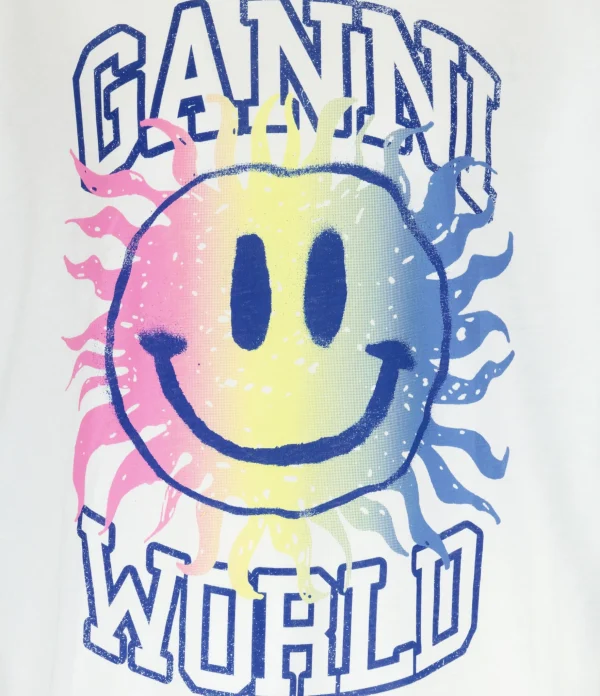 Ganni Tee-shirt Smiley Coton Organique Bright White 3