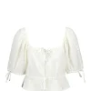 Ganni Top Court Broderie Anglaise Coton Organique Blanc 17