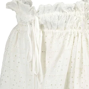 Ganni Jupe Midi Broderie Anglaise Coton Organique Blanc 9