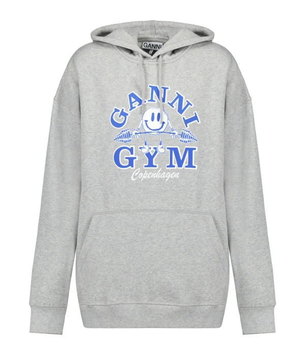 Ganni Sweatshirt Hoodie Oversize Coton Organique Gris 1