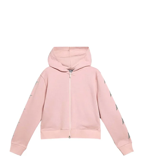 Golden Goose Sweatshirt Enfant Star Coton Rose Argenté 1