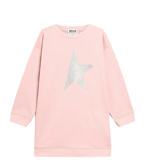 Golden Goose Robe Sweatshirt Enfant Star Coton Rose Argenté 1