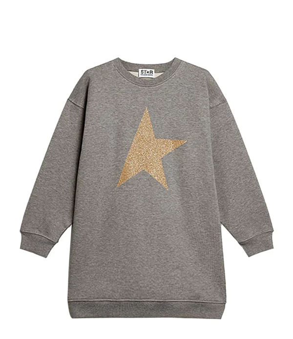 Golden Goose Robe Sweatshirt Enfant Star Coton Gris Doré 1