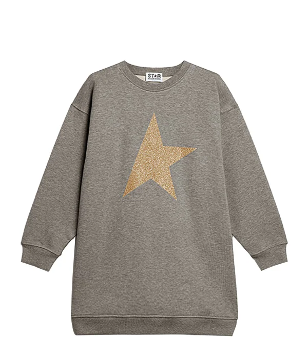 Golden Goose Robe Sweatshirt Enfant Star Coton Gris Doré 1