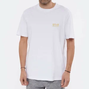 Golden Goose Tee-shirt Homme Big Star Coton Blanc Doré 14