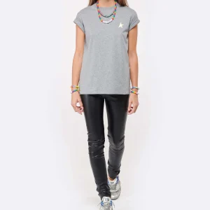 Golden Goose Tee-shirt Étoile Coton Gris Doré 13