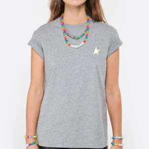 Golden Goose Tee-shirt Étoile Coton Gris Doré 11