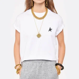 Golden Goose Tee-shirt Étoile Coton Blanc Noir 11