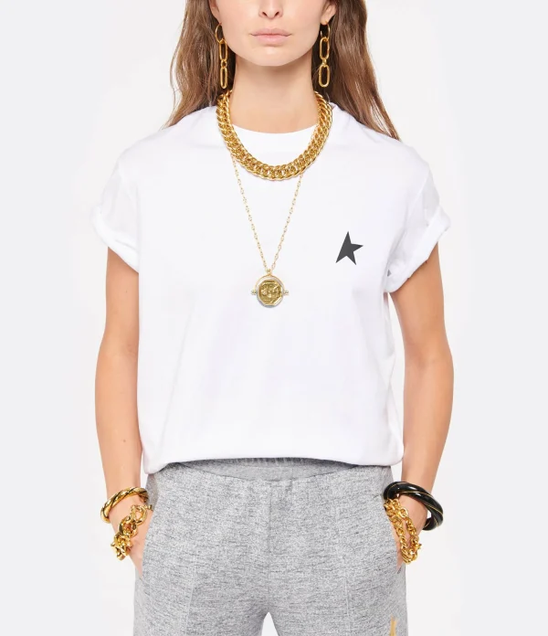 Golden Goose Tee-shirt Étoile Coton Blanc Noir 4