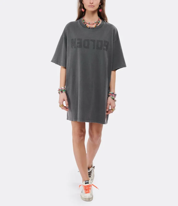 Golden Goose Robe Tee-shirt Golden Coton Anthracite 4