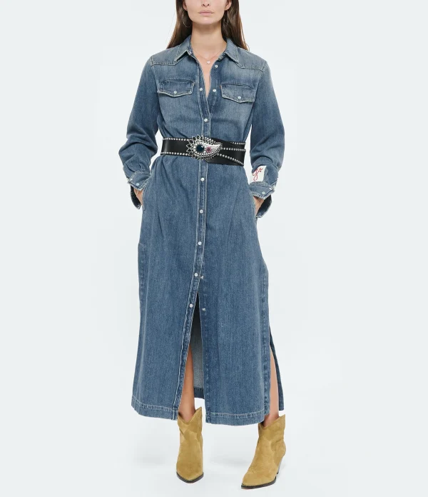 Golden Goose Robe Chemise Golden Denim Bleu 7