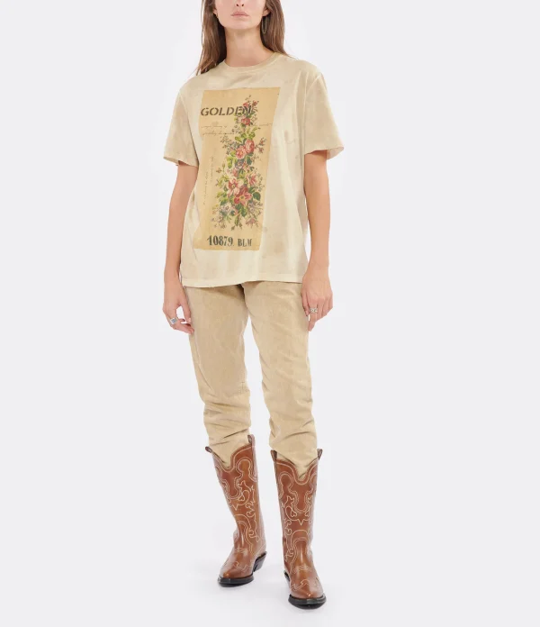 Golden Goose Tee-shirt Journey Coton Beige 5