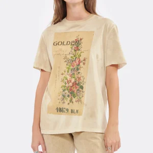 Golden Goose Tee-shirt Journey Coton Beige 11