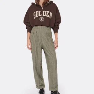 Golden Goose Sweatshirt Hoodie Journey Crop Coton Marron Café 16