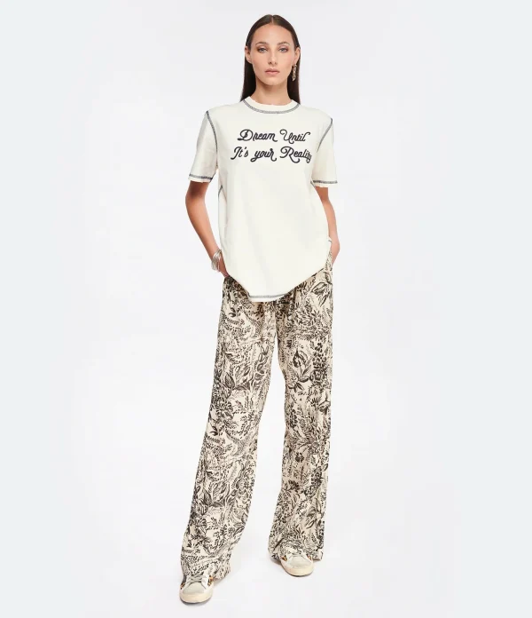 Golden Goose Tee-shirt Journey Regular Coton Écru 5