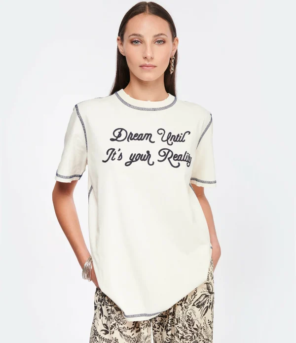 Golden Goose Tee-shirt Journey Regular Coton Écru 4